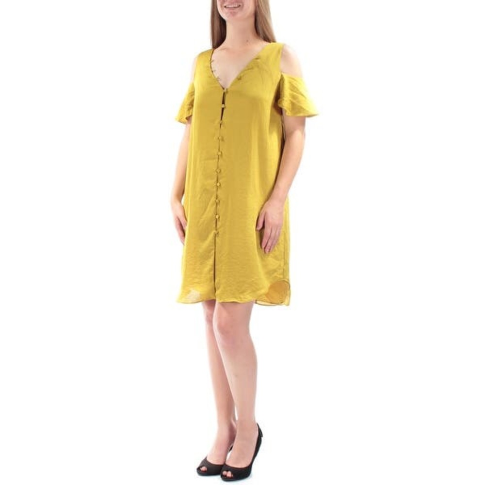 Rachel Roy NWOT mustard yellow button down dress M
